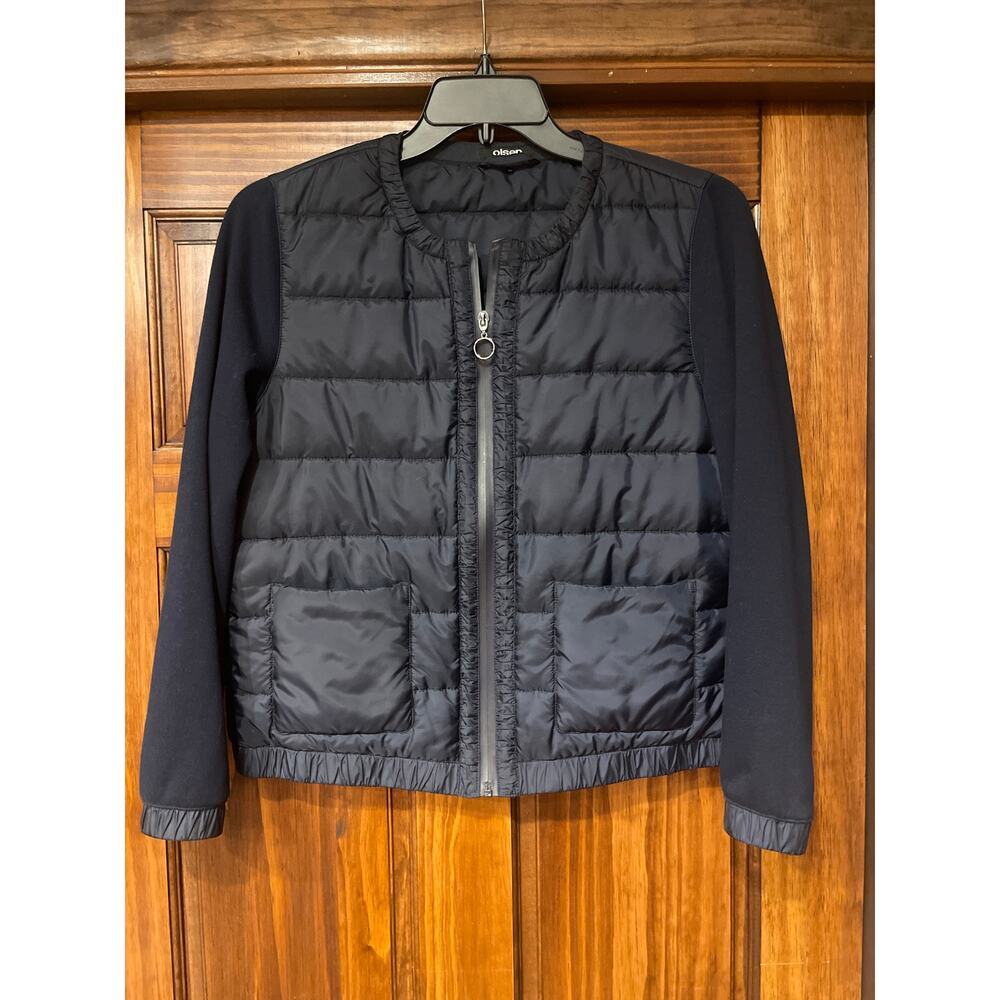 Olsen Mixed Media Bomber jacket Ink Blue M - Picture 2 of 7